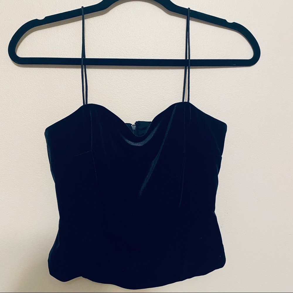 Donna Morgan Petite Black Velvet Corset Tank Top